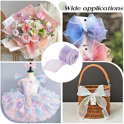 3Rolls Polyester Organza Ribbons SRIB-CY0001-37B-1