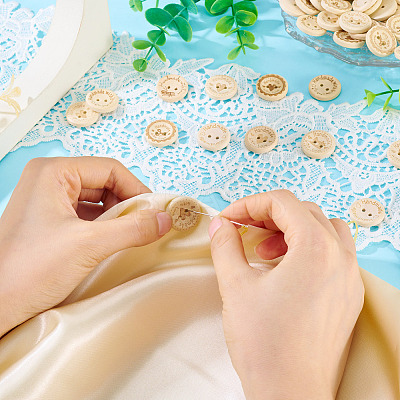 200Pcs 8 Styles Wood Buttons BUTT-TA0001-34-1