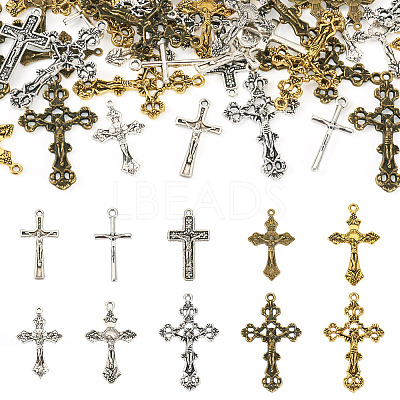 50Pcs 10 Style Tibetan Style Alloy Pendants FIND-TA0006-67-1