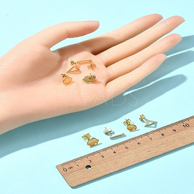 16Pcs 4 Styles 201 Stainless Steel Stud Earring Findings with Hole EJEW-FS0001-15-1