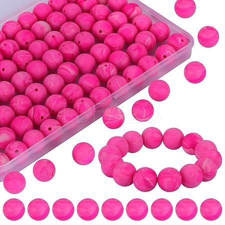 80Pcs Round Silicone Focal Beads SIL-SZ0001-24-38-1