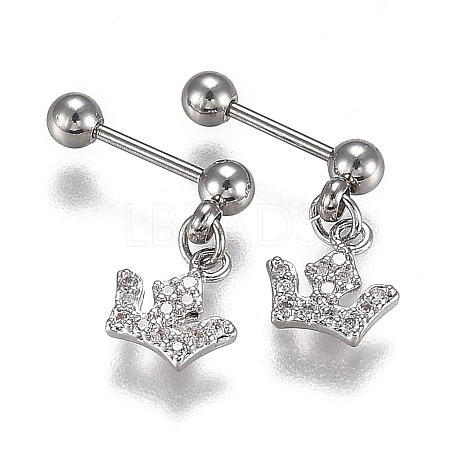 304 Stainless Steel Barbell Cartilage Earrings EJEW-H113-06P-1