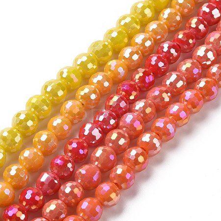 Electroplate Opaque Solid Color Glass Beads Strands GLAA-E036-11-M-1