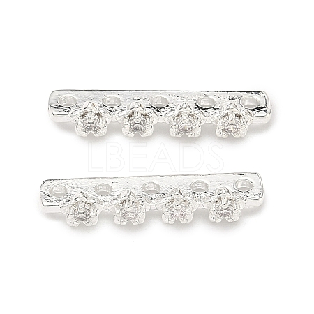 Brass Micro Pave Clear Cubic Zirconia Spacer Bars KK-Z139-11S-02-1