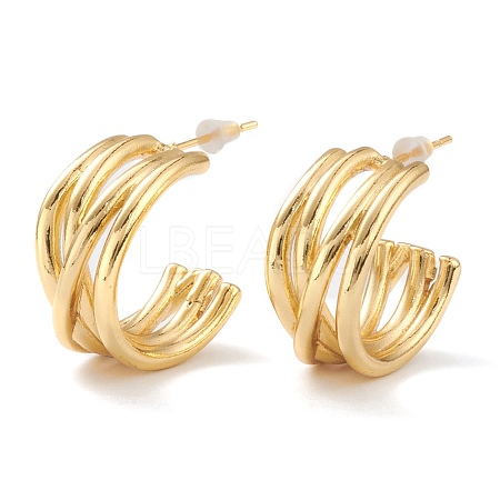 Brass Half Hoop Earrings EJEW-A056-07G-1