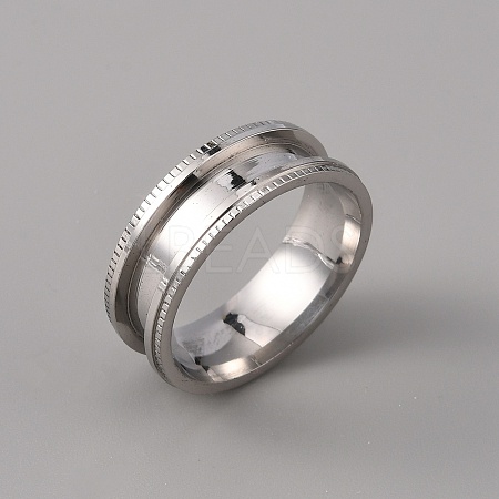 201 Stainless Steel Grooved Finger Ring Settings STAS-WH0027-26F-P-1