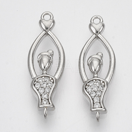 Brass Micro Pave Cubic Zirconia Links connectors KK-T050-43P-NF-1
