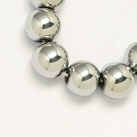 Non-magnetic Synthetic Hematite Beads Strands G-S096-12mm-3-1