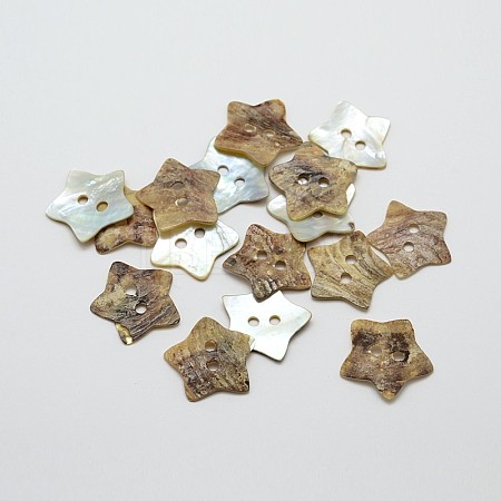 2-Hole Star Mother of Pearl Buttons SHEL-N033-03-1