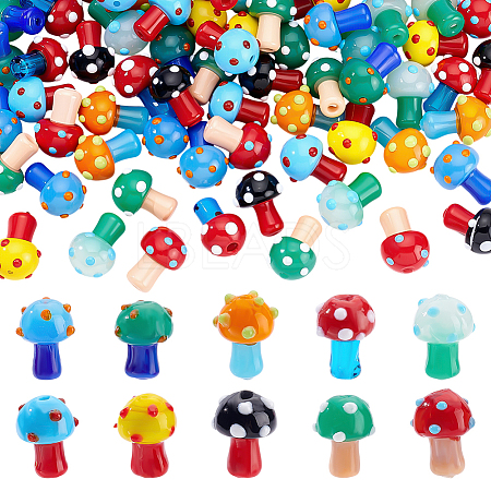 80Pcs 10 Colors Handmade Lampwork Beads LAMP-ME0001-06-1