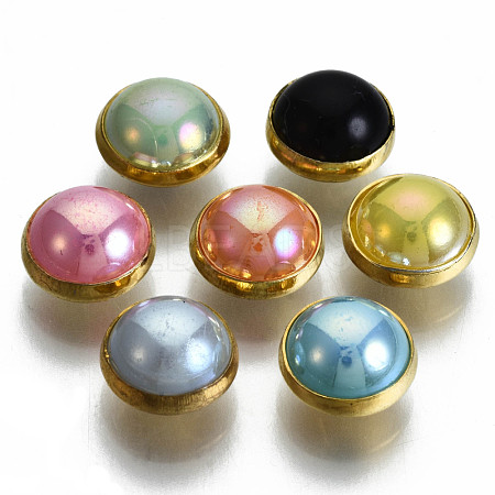 Imitation Pearl ABS Plastic Sewing Buttons BUTT-T009-6mm-M-G-1
