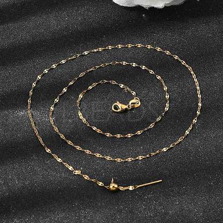 1.5MM Unisex 304 Stainless Steel Dapped Chain Necklaces NJEW-P356-10G-1