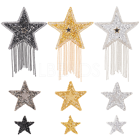 9Pcs 9 Style Star Hotfix Rhinestone DIY-FG0003-84-1