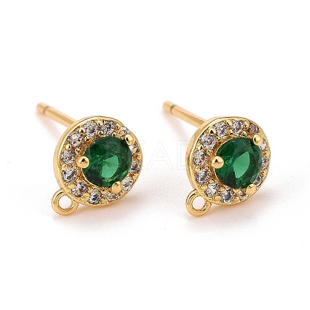 Brass Micro Pave Cubic Zirconia Stud Earrings Findings LS-ZIRC-C030-01G-1