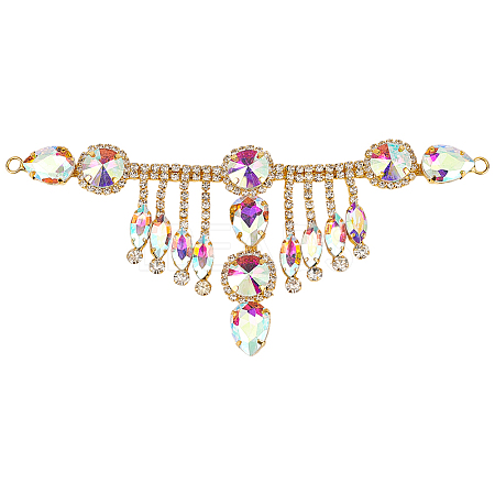 1Pc Flower Brass Rhinestone Ornament Accessories OHAR-FG0001-04C-1