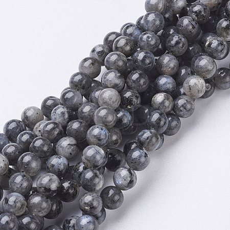 Natural Larvikite/Black Labradorite Beads Strands X-GSR6mmC128-1