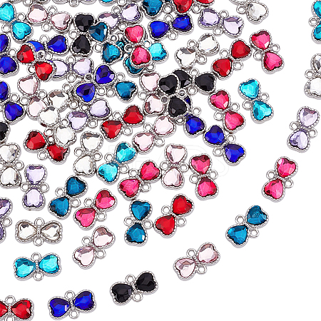 72Pcs 9 Colors Zinc Alloy Rhinestone Connector Charms FIND-GA0007-93-1