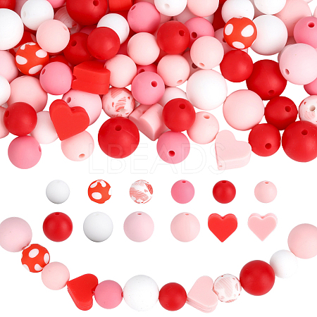 136Pcs Silicone Beads SIL-PA0001-52-1