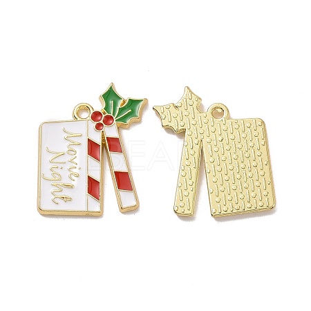 Christmas Theme Rack Plating Alloy Enamel Pendants PALLOY-O109-36LG-1