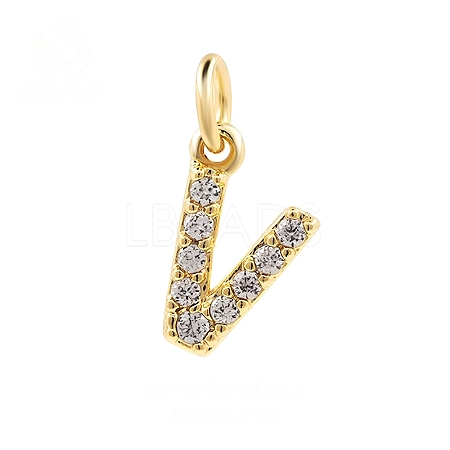 Brass Cubic Zirconia Pendants with Jump Rings FIND-PW0024-09V-1