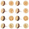 SUNNYCLUE 8 Pairs 4 style Natural Wood Flat Round Stud Earrings EJEW-SC0001-47-1