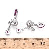 Brass Micro Pave Deep Pink Cubic Zirconia European Dangle Charms KK-N287-18P-3