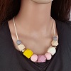 Wooden Octagon Round Graduated Beaded Necklaces for Women WGAA11B-03-1