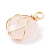 Natural Rose Quartz Pendants PALLOY-JF01619-01-2