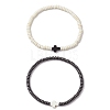 2Pcs Synthetic Hematite & Turquoise Beads Stretch Bracelets for Women Men BJEW-JB11291-2