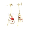 Christmas Aloy Enamel Dangle Stud Earrings for Women EJEW-F399-05B-G-2