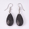 Natural Lava Rock Dangle Earrings EJEW-P150-A010-2