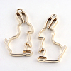 Rack Plating Alloy Bunny Open Back Bezel Pendants PALLOY-S047-41E-FF-1
