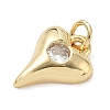 Brass Cubic Zirconia Heart Charms KK-K368-47G-2