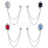 Gorgecraft 4Pcs 4 Colors Glass Oval Hanging Chain Brooches JEWB-GF0001-37-1