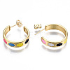 Brass Enamel Stud Earrings EJEW-T014-03G-NF-3