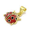 Rack Plating Brass Micro Pave Clear Cubic Zirconia with Enamel Pendant X-KK-B091-37G-01-2