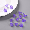 Purple Frosted Transparent Acrylic Flower Beads X-PLF018-15-7