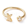Brass Micro Pave Clear Cubic Zirconia Cuff Rings RJEW-Z005-X-G-1