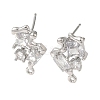 Brass with Clear Cubic Zirconia Stud Earring Findings KK-G499-06P-1