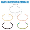 5Pcs 5 Colors Stainless Steel Open Cuff Bangles BJEW-UN0001-29-3