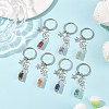 7Pcs 7 Styles Glass Bottle with Chakra Gemstone Chip Inside Keychains KEYC-JKC01393-01-1