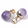 Top Golden Plated Natural Amethyst Pendants X-G-T131-03H-3