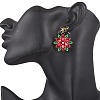 Brass Seed Beads Christmas Flower Snowflake Dangle Stud Earrings EJEW-MZ00492-3