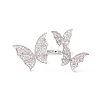 Triple Butterfly Clear Cubic Zirconia Cuff Ring RJEW-D117-06P-2