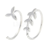 999 Fine Silver Leaf Pull Through Earrings EJEW-P296-27S-1