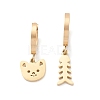 3 Pair 3 Style Heart & Bear & Fish & Clover Crystal Rhinestone Asymmetrical Earrings EJEW-B020-15G-2