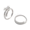 Brass Micro Pave Cubic Zirconia Bird Open Cuff Rings Set for Women RJEW-U002-11P-2