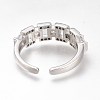 Brass Micro Pave Clear Cubic Zirconia Cuff Rings RJEW-N031-14P-2