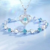 Heart Alloy Rhinestone Pendant Necklaces & Link Bracelets Sets FS-WGED12D-01-1