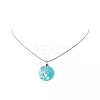 Natural Shell Flat Round Pendant Necklace with Round Snake Chains NJEW-JN04219-4
